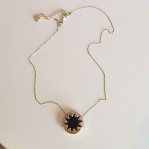 House of Harlow Leather and Gold Sunburst necklace